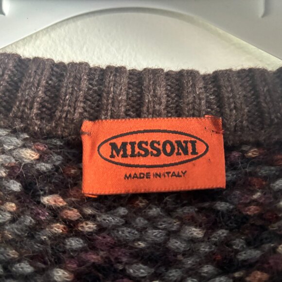 Missoni Chunky Multicolor Mohair Wool Herringbone Crewneck Sweater Large -XL - Picture 4 of 10